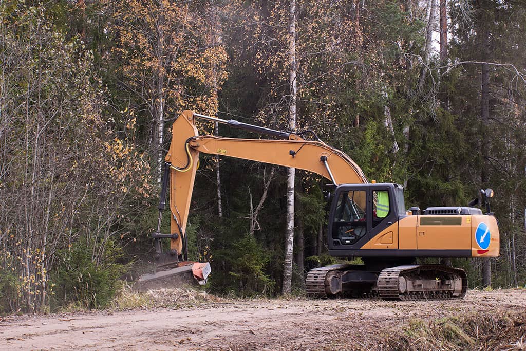 heavy equipment removing trees